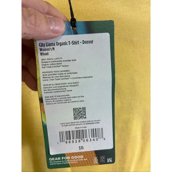 Cotopaxi NWT City Llama Organic T Shirt Denver in Wheat Size M - Picture 6 of 7